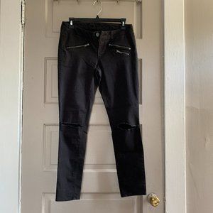 Low Rise Black Distressed Skinny Jeans